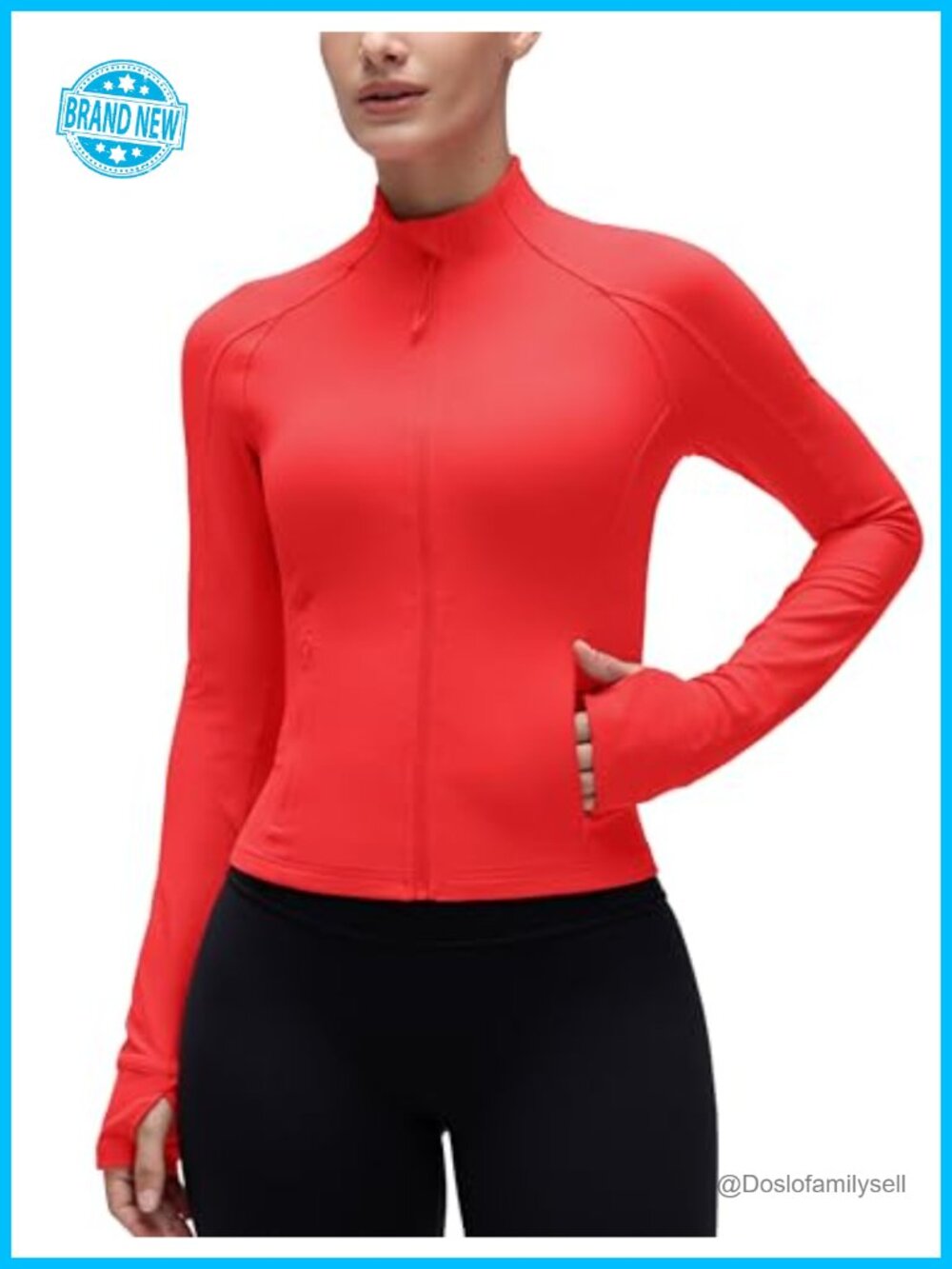 Butterluxe Athletic Jacket with Thumbholes, Slim Fit, Zip Pockets
